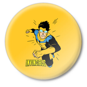 Значок с принтом Неуязвимый Invincible в городе Новоалтайск,  металл | круглая форма, металлическая застежка в виде булавки | boy | cartoon | damien darkblood | hero | invincible | superhero | герой | марк грейсон | мультик | мультсериал | непобедимый | неуязвимый | персонаж | супергерой