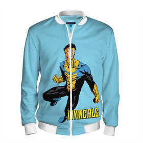 Мужской бомбер 3D с принтом Invincible Неуязвимый в городе Новоалтайск, 100% полиэстер | застегивается на молнию, по бокам два кармана без застежек, по низу бомбера и на воротнике - эластичная резинка | boy | cartoon | damien darkblood | hero | invincible | superhero | герой | марк грейсон | мультик | мультсериал | непобедимый | неуязвимый | персонаж | супергерой