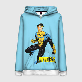 Женская толстовка 3D на молнии с принтом Invincible Неуязвимый в городе Новоалтайск, 100% полиэстер | длина до линии бедра, манжеты и пояс оформлены мягкой тканевой резинкой, двухслойный капюшон со шнурком для регулировки, спереди молния, по бокам два кармана | boy | cartoon | damien darkblood | hero | invincible | superhero | герой | марк грейсон | мультик | мультсериал | непобедимый | неуязвимый | персонаж | супергерой