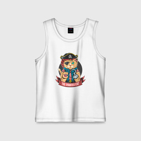 Детская майка хлопок с принтом Кот пират в городе Новоалтайск,  |  | captain | cat | pirate | pirates | skull | капитан | кот | пират | череп