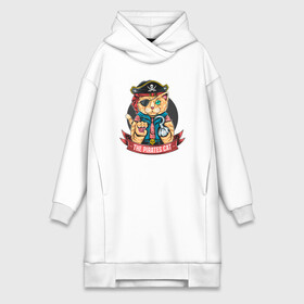 Платье-худи хлопок с принтом Кот пират в городе Новоалтайск,  |  | captain | cat | pirate | pirates | skull | капитан | кот | пират | череп