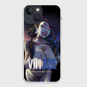 Чехол для iPhone 13 mini с принтом Lady Alcina Dimitrescu в городе Новоалтайск,  |  | alcina dimitrescu | resident evil village | альсина димитреску | амулет | белый жемчуг | большая грудь | вампирша | вилладж | деревня | клыки | когти ножи | компьютерная игра | кровь | леди | обитель зла