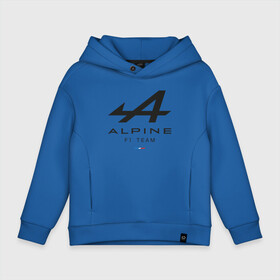 Детское худи Oversize хлопок с принтом Alpine F1 team в городе Новоалтайск, френч-терри — 70% хлопок, 30% полиэстер. Мягкий теплый начес внутри —100% хлопок | боковые карманы, эластичные манжеты и нижняя кромка, капюшон на магнитной кнопке | alpine | f1 | renault | team | рено | ф1 | фернандо алонсо | формула 1
