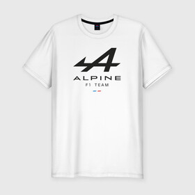 Мужская футболка хлопок Slim с принтом Alpine F1 team в городе Новоалтайск, 92% хлопок, 8% лайкра | приталенный силуэт, круглый вырез ворота, длина до линии бедра, короткий рукав | alpine | f1 | renault | team | рено | ф1 | фернандо алонсо | формула 1