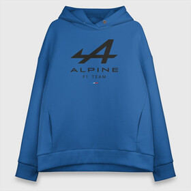 Женское худи Oversize хлопок с принтом Alpine F1 team в городе Новоалтайск, френч-терри — 70% хлопок, 30% полиэстер. Мягкий теплый начес внутри —100% хлопок | боковые карманы, эластичные манжеты и нижняя кромка, капюшон на магнитной кнопке | alpine | f1 | renault | team | рено | ф1 | фернандо алонсо | формула 1