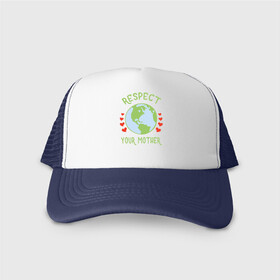 Кепка тракер с сеткой с принтом Respect Earth в городе Новоалтайск, трикотажное полотно; задняя часть — сетка | длинный козырек, универсальный размер, пластиковая застежка | mars | moon | nasa | астероид | астронавт | астрономия | вселенная | гагарин | галактика | земля | илон | комета | космонавт | космос | луна | марс | маск | наса | небо | нло | планета | полёт | пришелец | ракета