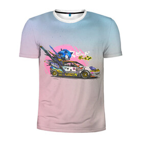 Мужская футболка 3D спортивная с принтом Sonic racer в городе Новоалтайск, 100% полиэстер с улучшенными характеристиками | приталенный силуэт, круглая горловина, широкие плечи, сужается к линии бедра | sonic | доктор эггман | ёж | ёж шедоу | ехидна наклз | майлз прауэр | соник | тейлз | эми роуз