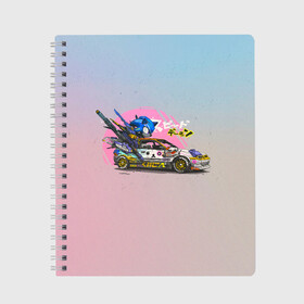 Тетрадь с принтом Sonic racer в городе Новоалтайск, 100% бумага | 48 листов, плотность листов — 60 г/м2, плотность картонной обложки — 250 г/м2. Листы скреплены сбоку удобной пружинной спиралью. Уголки страниц и обложки скругленные. Цвет линий — светло-серый
 | Тематика изображения на принте: sonic | доктор эггман | ёж | ёж шедоу | ехидна наклз | майлз прауэр | соник | тейлз | эми роуз