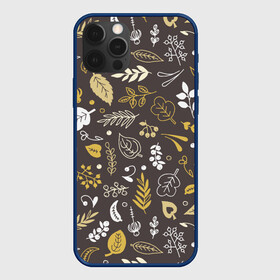 Чехол для iPhone 12 Pro с принтом Осенние листья и ягоды в городе Новоалтайск, силикон | область печати: задняя сторона чехла, без боковых панелей | бежевый | желтый | коричневый | листья | осень | ягоды