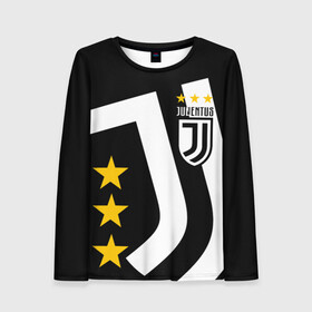 Женский лонгслив 3D с принтом JUVENTUS / ЮВЕНТУС / ЗВЕЗДЫ в городе Новоалтайск, 100% полиэстер | длинные рукава, круглый вырез горловины, полуприлегающий силуэт | fifa | football | football club. | juventus football club | sport | uefa | английская премьер лига | лига финал | матч | спорт | уефа | финал | фифа | футбол | футбольный клуб | ювентус
