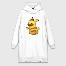 Платье-худи хлопок с принтом Пикачу детектив в городе Новоалтайск,  |  | anime | picachu | pikachu | аниме | милый | пика | пикачу | покебол | покемон