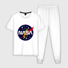 Мужская пижама хлопок с принтом Space NASA в городе Новоалтайск, 100% хлопок | брюки и футболка прямого кроя, без карманов, на брюках мягкая резинка на поясе и по низу штанин
 | mars | moon | nasa | астероид | астронавт | астрономия | вселенная | гагарин | галактика | земля | илон | комета | космонавт | космос | луна | марс | маск | наса | небо | нло | планета | полёт | пришелец | ракета