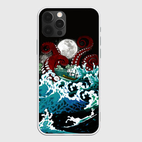 Чехол для iPhone 12 Pro Max с принтом Корабль на Волнах | Кракен в городе Новоалтайск, Силикон |  | Тематика изображения на принте: animal | beast | kraken | monster | moon | ocean | octopus | sea | ship | water | waves | вода | волны | животные | звери | корабль | кракен | луна | монстр | море | океан | осьминог | рыбы | щупальца