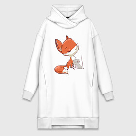 Платье-худи хлопок с принтом Лисичка и мышка в городе Новоалтайск,  |  | fox | foxy | животное | звери | лиса | лисенок | лисичка | милая | рыжая | фокс
