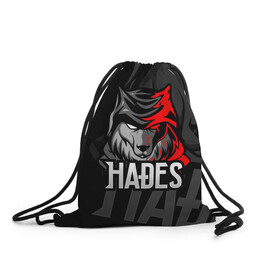 Рюкзак-мешок 3D с принтом Hades в городе Новоалтайск, 100% полиэстер | плотность ткани — 200 г/м2, размер — 35 х 45 см; лямки — толстые шнурки, застежка на шнуровке, без карманов и подкладки | hades | roguelike | бесконечные круги ада | волк | компьютерная игра | красный | эмблема