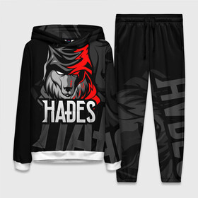 Женский костюм 3D (с толстовкой) с принтом Hades в городе Новоалтайск,  |  | hades | roguelike | бесконечные круги ада | волк | компьютерная игра | красный | эмблема