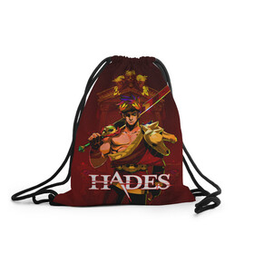 Рюкзак-мешок 3D с принтом Zagreus Hades в городе Новоалтайск, 100% полиэстер | плотность ткани — 200 г/м2, размер — 35 х 45 см; лямки — толстые шнурки, застежка на шнуровке, без карманов и подкладки | hades | roguelike | zagreus | бесконечные круги ада | загрей | компьютерная игра | мифология | сын аида