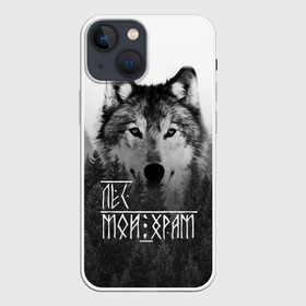 Чехол для iPhone 13 mini с принтом ЛЕС МОЙ ХРАМ   ВОЛК в городе Новоалтайск,  |  | бог | волк | лес | лес мой храм | оберег | россия | славяне | славянская культура | славянская символика | славянские