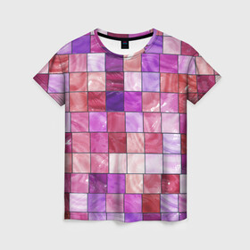 Женская футболка 3D с принтом Витраж в городе Новоалтайск, 100% полиэфир ( синтетическое хлопкоподобное полотно) | прямой крой, круглый вырез горловины, длина до линии бедер | витраж | мозайка | плитка | стекто