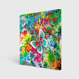 Холст квадратный с принтом ЯРКИЕ КРАСКИ в городе Новоалтайск, 100% ПВХ |  | butterfly | color | flower | rainbow | summer | бабочки | брызги | краски | лето | радуга | цвета | цветы