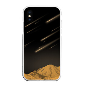 Чехол для iPhone XS Max матовый с принтом Звездопад в городе Новоалтайск, Силикон | Область печати: задняя сторона чехла, без боковых панелей | art | black | orange | print | абстракция | горы | звёзды | ночь
