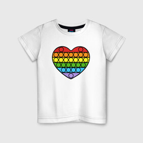 Детская футболка хлопок с принтом Heart Pop It в городе Новоалтайск, 100% хлопок | круглый вырез горловины, полуприлегающий силуэт, длина до линии бедер | pop it | антистресс | игрушка | поп ит | радуга | сердце