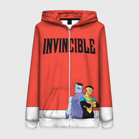 Женская толстовка 3D на молнии с принтом Invincible в городе Новоалтайск, 100% полиэстер | длина до линии бедра, манжеты и пояс оформлены мягкой тканевой резинкой, двухслойный капюшон со шнурком для регулировки, спереди молния, по бокам два кармана | allen | invincible | omni man | omniman | superhero | алиен | аллен | инвинсибл | неуязвимый | омнимэн | супергерои