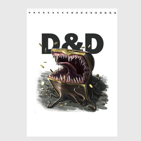 Скетчбук с принтом D&D | Мимик-сундук | ДнД в городе Новоалтайск, 100% бумага
 | 48 листов, плотность листов — 100 г/м2, плотность картонной обложки — 250 г/м2. Листы скреплены сверху удобной пружинной спиралью | dd | dungeons and dragons | днд | мимик | подземелья и драконы | сундук