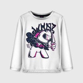 Детский лонгслив 3D с принтом АРТ AMONG US в городе Новоалтайск, 100% полиэстер | длинные рукава, круглый вырез горловины, полуприлегающий силуэт
 | among us | амонг ас | вселеная | игры | космос