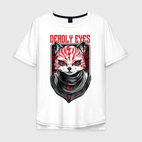 Мужская футболка хлопок Oversize с принтом Deadly eyes в городе Новоалтайск, 100% хлопок | свободный крой, круглый ворот, “спинка” длиннее передней части | арт | графика | животные | звери | хищник