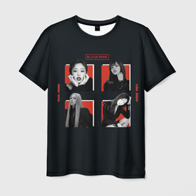 Мужская футболка 3D с принтом BLACKPINK | Red and black в городе Новоалтайск, 100% полиэфир | прямой крой, круглый вырез горловины, длина до линии бедер | black pink | blackpink | pop | блэк пинк | ким дженни | ким джи су | корейцы | лалиса манобан | музыка | поп | попса | розэ