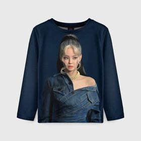 Детский лонгслив 3D с принтом Jennie jeans в городе Новоалтайск, 100% полиэстер | длинные рукава, круглый вырез горловины, полуприлегающий силуэт
 | black pink | blackpink | pop | блэк пинк | ким дженни | ким джи су | корейцы | лалиса манобан | музыка | поп | попса | розэ