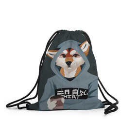 Рюкзак-мешок 3D с принтом Furry fox в городе Новоалтайск, 100% полиэстер | плотность ткани — 200 г/м2, размер — 35 х 45 см; лямки — толстые шнурки, застежка на шнуровке, без карманов и подкладки | furry | furry fox | антропоморфное животное | животные | зверь | капюшон | кофе | лиса | фурри | человек