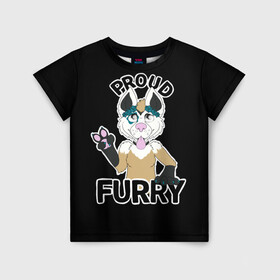 Детская футболка 3D с принтом Furry wolf в городе Новоалтайск, 100% гипоаллергенный полиэфир | прямой крой, круглый вырез горловины, длина до линии бедер, чуть спущенное плечо, ткань немного тянется | furry | антропоморфное животное | волк | животные | зверь | фурри | человек
