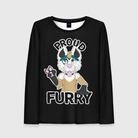 Женский лонгслив 3D с принтом Furry wolf в городе Новоалтайск, 100% полиэстер | длинные рукава, круглый вырез горловины, полуприлегающий силуэт | furry | антропоморфное животное | волк | животные | зверь | фурри | человек