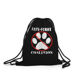 Рюкзак-мешок 3D с принтом Anti-Furry coalition в городе Новоалтайск, 100% полиэстер | плотность ткани — 200 г/м2, размер — 35 х 45 см; лямки — толстые шнурки, застежка на шнуровке, без карманов и подкладки | anti furry | coalition | furry | антифурри | антропоморфные животные | запрет | зверь | знак | коалиция | фурри | человек животные