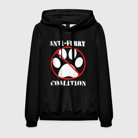 Мужская толстовка 3D с принтом Anti-Furry coalition в городе Новоалтайск, 100% полиэстер | двухслойный капюшон со шнурком для регулировки, мягкие манжеты на рукавах и по низу толстовки, спереди карман-кенгуру с мягким внутренним слоем. | anti furry | coalition | furry | антифурри | антропоморфные животные | запрет | зверь | знак | коалиция | фурри | человек животные