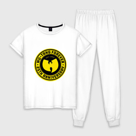 Женская пижама хлопок с принтом Wu-Tang Forever в городе Новоалтайск, 100% хлопок | брюки и футболка прямого кроя, без карманов, на брюках мягкая резинка на поясе и по низу штанин | black | gza | hip hop | method man | music | new york | odb | old school | rap | rza | wu tang | wu tang clan | аудио | винил | ву тэнг | граффити | диджей | кассета | микрофон | музыка | нью йорк | пластинка | рэп | рэпер | хип хоп