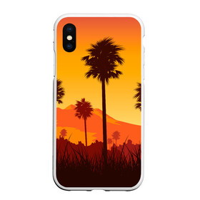 Чехол для iPhone XS Max матовый с принтом Лето, Пальмы, вечер в городе Новоалтайск, Силикон | Область печати: задняя сторона чехла, без боковых панелей | Тематика изображения на принте: palm | summer | tropical | вечер | гора | жара | летние | лето | пальмы | тропики | тропический