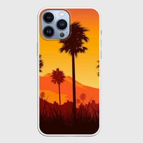 Чехол для iPhone 13 Pro Max с принтом Лето, Пальмы, вечер в городе Новоалтайск,  |  | Тематика изображения на принте: palm | summer | tropical | вечер | гора | жара | летние | лето | пальмы | тропики | тропический