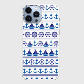 Чехол для iPhone 13 Pro Max с принтом Морские мотивы в городе Новоалтайск,  |  | Тематика изображения на принте: ships | корабли | кораблики | море | морские | морское | руль | штурвал | якорь