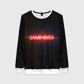 Женский свитшот 3D с принтом Game Over в городе Новоалтайск, 100% полиэстер с мягким внутренним слоем | круглый вырез горловины, мягкая резинка на манжетах и поясе, свободная посадка по фигуре | game | game over | games | neon | orers | over | press | press start | starts | игра | игра окончена | конец | надписи | надпись | нажмите старт | неон | окончено | старт