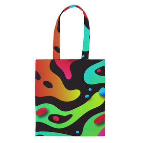 Шоппер 3D с принтом Неон в городе Новоалтайск, 100% полиэстер | Плотность: 200 г/м2; Размер: 34×35 см; Высота лямок: 30 см | абстракция | краски | неон | палитра | пятна | текстура | цвета