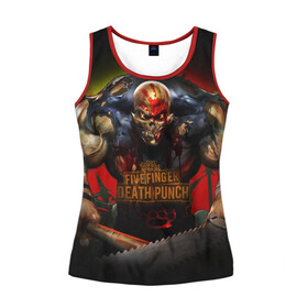 Женская майка 3D с принтом Five Finger Death Punch Skull в городе Новоалтайск, 100% полиэстер | круглая горловина, прямой силуэт, длина до линии бедра | album cover | art | butcher | dark art | ffdp | ffdp мерч | five finger death punch merch | five finger death punch мерч | got your six | heavy metal | skull | арт | иллюстрация | мясник | обложка альбома