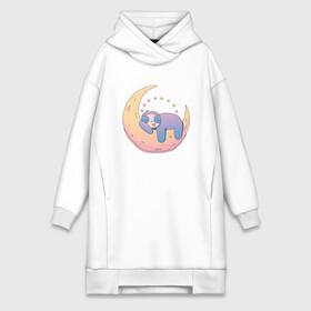 Платье-худи хлопок с принтом Ленивец на луне Sloth on Moon в городе Новоалтайск,  |  | art | cute sloth | dream | dreaming | half moon | halfmoon | moon | nap | napping | sleep | sleeping | stars | арт | звёздочки | звёзды | иллюстрация | ленивцы | мерч | месяц | милый ленивец | полумесяц | рисунок | смешной ленивец | сон | спи