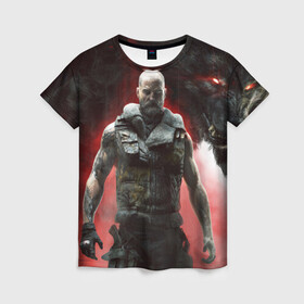 Женская футболка 3D с принтом Werewolf The Apocalypse в городе Новоалтайск, 100% полиэфир ( синтетическое хлопкоподобное полотно) | прямой крой, круглый вырез горловины, длина до линии бедер | action | earthblood | rpg | the apocalypse | werewolf | видеоигра | квест | файтинг