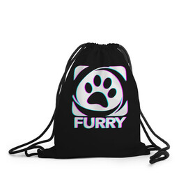 Рюкзак-мешок 3D с принтом Furry в городе Новоалтайск, 100% полиэстер | плотность ткани — 200 г/м2, размер — 35 х 45 см; лямки — толстые шнурки, застежка на шнуровке, без карманов и подкладки | furry | антропоморфные животные | лапа | логотип | люди животные | отпечаток | след | фурри | фурри фэндом | эмблема