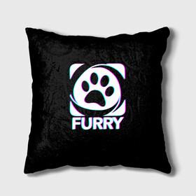 Подушка 3D с принтом Furry в городе Новоалтайск, наволочка – 100% полиэстер, наполнитель – холлофайбер (легкий наполнитель, не вызывает аллергию). | состоит из подушки и наволочки. Наволочка на молнии, легко снимается для стирки | furry | антропоморфные животные | лапа | логотип | люди животные | отпечаток | след | фурри | фурри фэндом | эмблема
