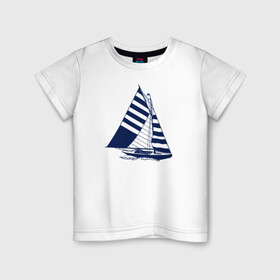 Детская футболка хлопок с принтом Парусная лодка в городе Новоалтайск, 100% хлопок | круглый вырез горловины, полуприлегающий силуэт, длина до линии бедер | sailboat | кораблик | корабль | лодка | парус | парусная лодка | тату | татуировка