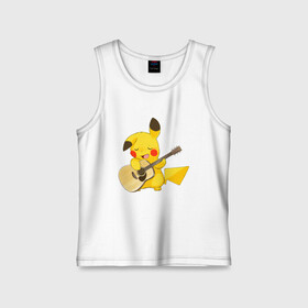 Детская майка хлопок с принтом Пикачу с гитарой в городе Новоалтайск,  |  | anime | picachu | pikachu | аниме | милый | пика | пикачу | покебол | покемон